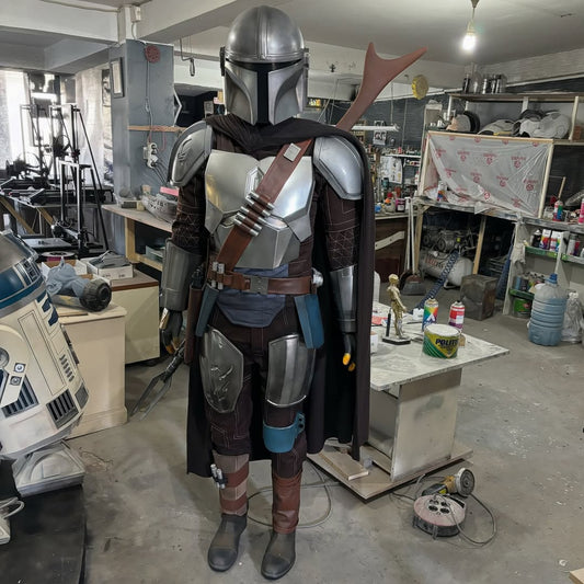 Mandalorian 1:1 Life Size Statue | Handcrafted ABS Resin Figure with Leather