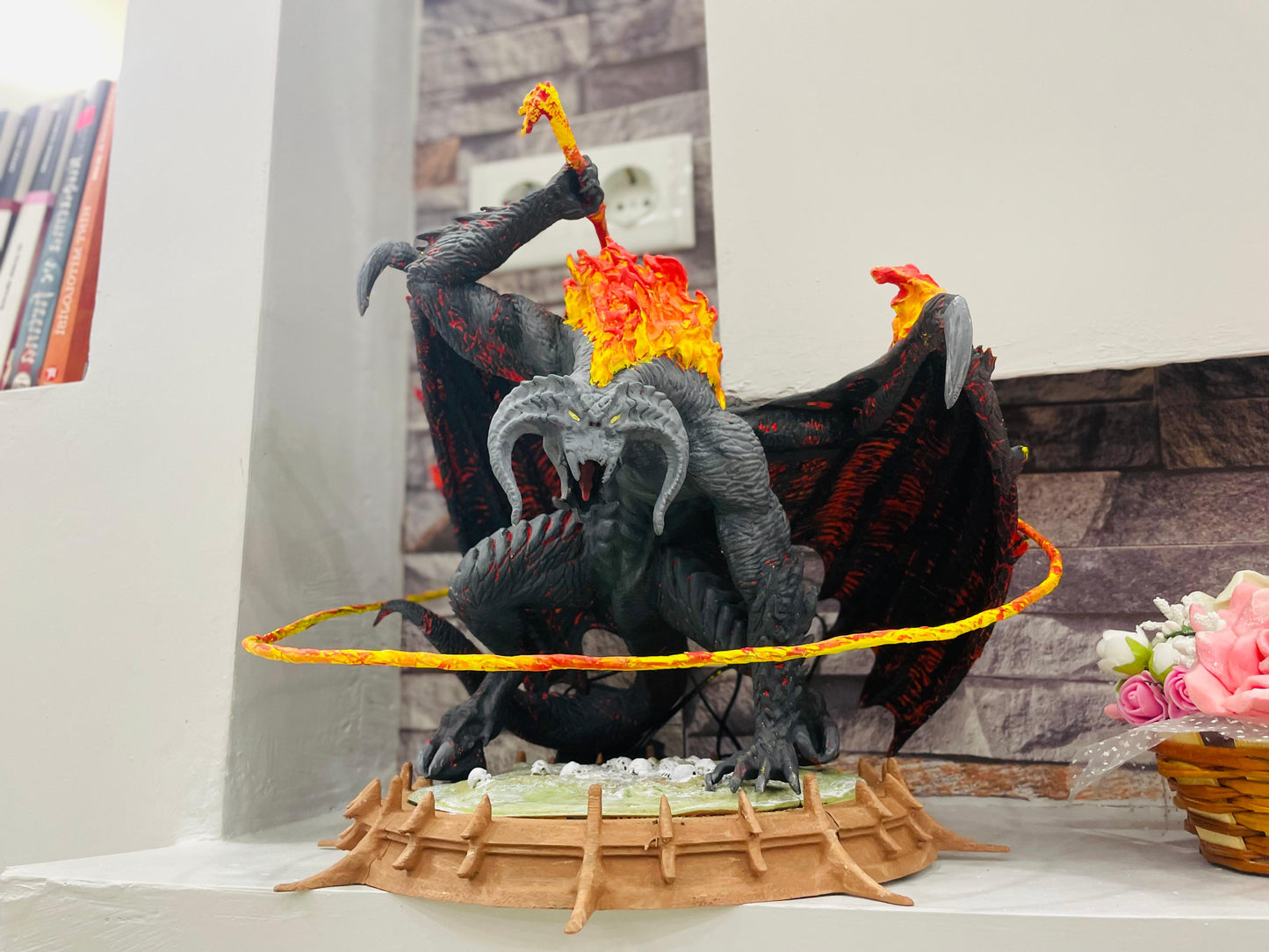 Balrog with LED Modification (Large Size), Balrog Figure, Hand Painted, Collectibles Shelf Decor,Middle Earth Decor, Lord of the Rings Balro