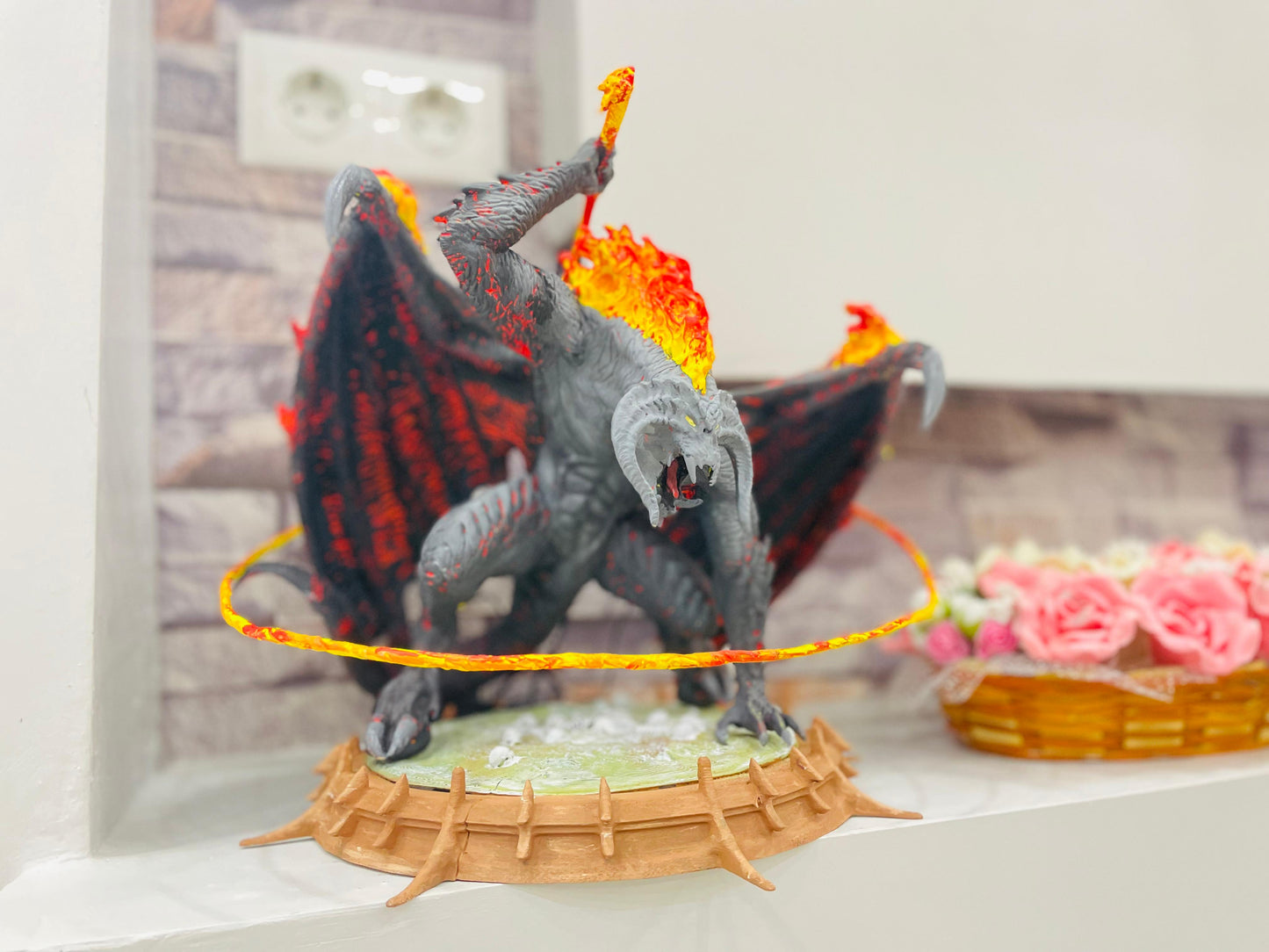 Balrog with LED Modification (Large Size), Balrog Figure, Hand Painted, Collectibles Shelf Decor,Middle Earth Decor, Lord of the Rings Balro