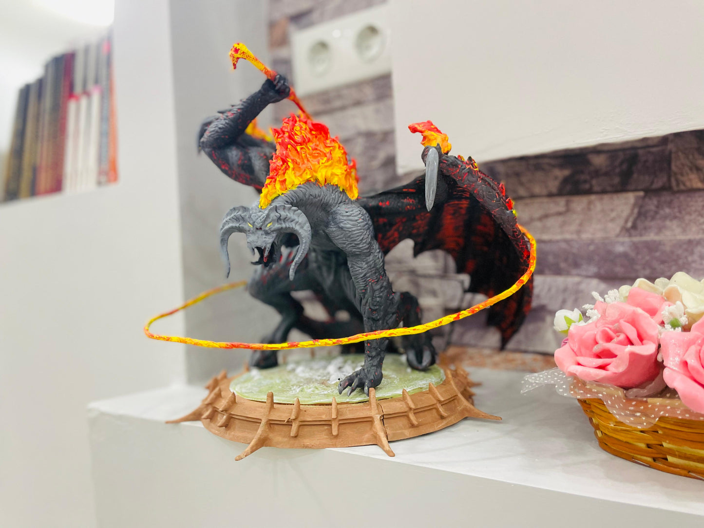 Balrog with LED Modification (Large Size), Balrog Figure, Hand Painted, Collectibles Shelf Decor,Middle Earth Decor, Lord of the Rings Balro