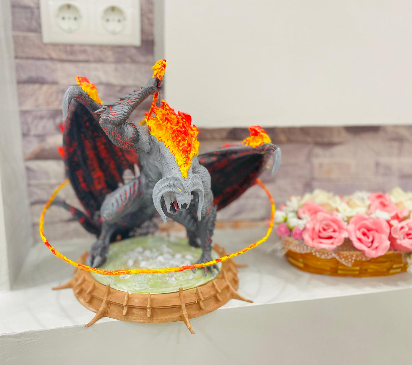 Balrog with LED Modification (Large Size), Balrog Figure, Hand Painted, Collectibles Shelf Decor,Middle Earth Decor, Lord of the Rings Balro