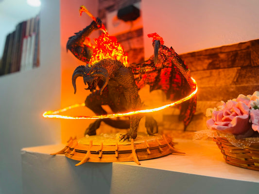 Balrog with LED Modification (Large Size), Balrog Figure, Hand Painted, Collectibles Shelf Decor,Middle Earth Decor, Lord of the Rings Balro