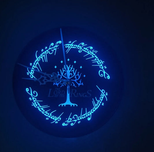 Customizable Lord of the Rings LED Wall Clock – Fantasy Light-Up Wall Decor, LOTR Inspired Gift, Elvish Wall Art, Nerd Room Clock, Hobbit