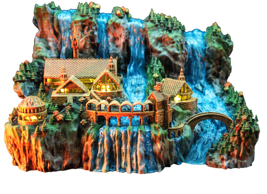 LED Rivendell Diorama Light, Lord Of The Rings Elven Valley Scene, Fantasy Room Decor, LOTR Gift For Him, Hobbit Shelf Night Light, The Lord of the Rings Rivendell